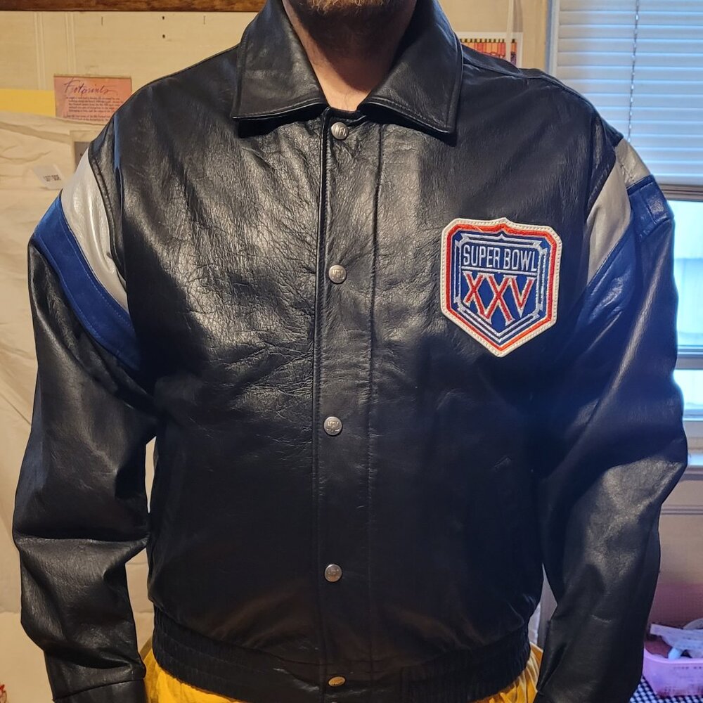NWT Vintage 1991 Superbowl 25th Anniv Football XXV Lambskin Leather Jacket